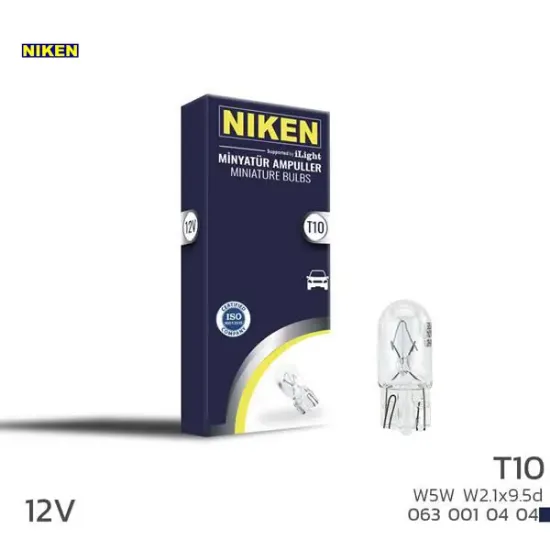 Nıken t10 park ampulu w5w w2.1x9.5d 12v 10lu nıken  resmi