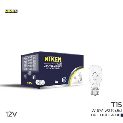 Nıken t15 mınyatur ampul w16w w2.19x5d 12v 10lu nıken  resmi