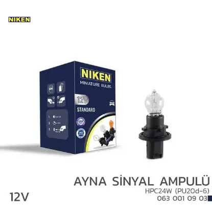Nıken 12v hpc24w ayna sinyal ampulü pu20d-6 10lu nıken unıversal resmi