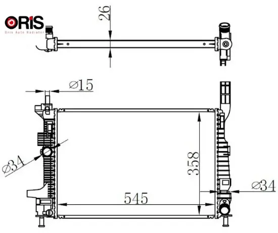 Motor su radyatoru focus ııı 1.5tdcı 1.6tdcı 95ps 115ps 12>yenı connect 14> 1.5tdcı 1.6 tdcı olcu 54 orıs bv618005bd/ 1703514/ 1720432/ 1804847 resmi