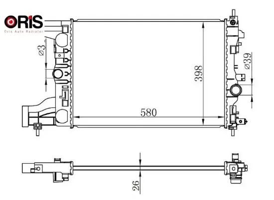 Radyatör otomatik astra j-zafıra tourer c-cruze 1.4-1.6 al/pl/brz 580x398x16 orıs 39074662/ 1300299/ 13267650/ 13281773 resmi