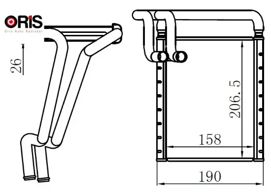 Kalorifer brazing heater 158x216.5x26 elantra 1.6crdi/1.6i - i30 / ceed 2010 77652 orıs 97138/ a5000 resmi