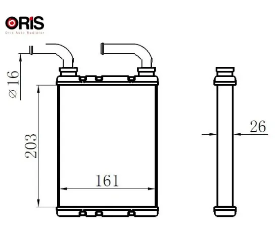 Kalorifer radyatörü brazing fluence düz çıkış borulu 203x166x29 a/m orıs 924147094r resmi