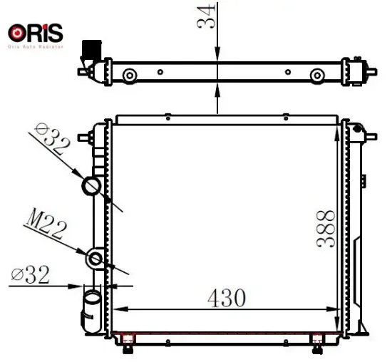 Radyatör r19 alıze 1.6 enj. 88 > mek. 430x388x34 mt orıs 7702253648/ 7702247653 resmi