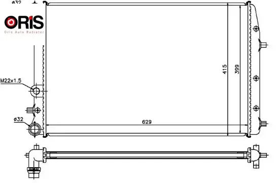 Radyatör polo-ıbıza ıv-fabıa-cordoba-1.2-1.4-1.6-1.4tdı-1.9tdı ac klimasız mek otom 630x415x23 orıs 6q0121253l/ 6q0121253q/ 6q0121253r resmi