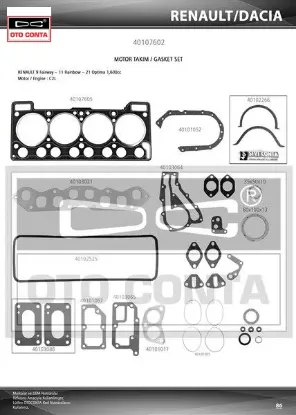 Motor takım contası r9 1.6 faırway-optima keçeli subap lastikli otoconta 7701465227 resmi