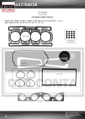 Üst takım conta skc li clıo ıı 98 kangoo 01 twıngo 1.2 16v d4f otoconta 7701473003 resmi