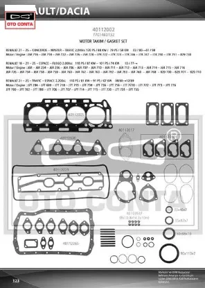 Takım contası ful viton keçeli mng 2.0-cncrd otoconta 7701460132 resmi