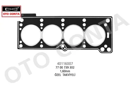 Silindir kapak contası clıo ı-kangoo-megane ı-r19 1.4 e7f-e7j lpg li araçlara özel takviyeli 1.60mm otoconta 7700739302 resmi