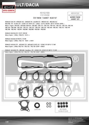 Motor takım conta skc siz megane ı-ıı scenıc ı-ıı clıo ıı-laguna ı-ıı kangoo 96 vivaro a-movano a-ca otoconta 7701470288/ 7701427228 resmi
