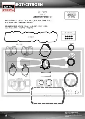Motor takım contası skc siz 206-306-partner-berlıngo 1.9 dw8 viton keçeli otoconta 0197x6 resmi