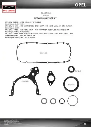 Alt takım conta keçeli astra g-astra f-corsa b-vectra b 1.4-1.6 16v xe/ecotech-sel-xel/ecotech otoconta 1606790 resmi