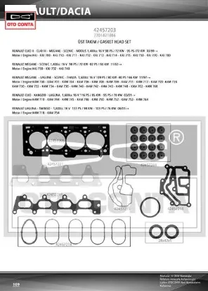 Üst takım contası mgn-clıo-lgn-logan 1.4-1.6 16v k4j-k4m keçeli subap lastikli otoconta 7701471886/ 7701471361 resmi