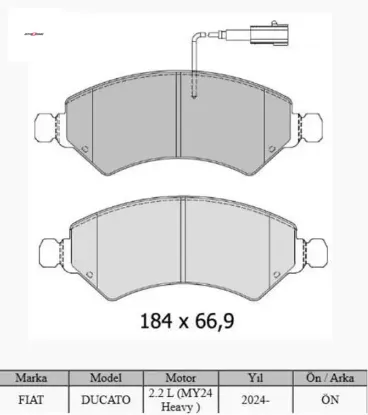 Ön fren balatası fıat ducato-boxer-movano-jumper 24> 2.2d mtj 2.3d mtj otozone 77361194/ 1695251780 resmi