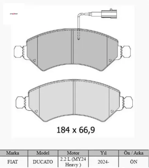 Ön fren balatası fıat ducato-boxer-movano-jumper 24> 2.2d mtj 2.3d mtj otozone 77361194/ 1695251780 resmi