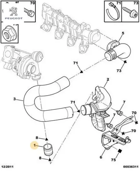 Hava hortumu geçme manşon peugeot  resmi