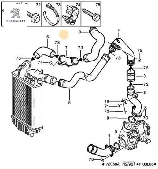 İnterkolır hava hortumu peugeot  resmi