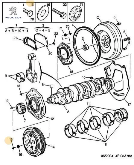 Krank kasnak cıvatası s-2 peugeot  resmi