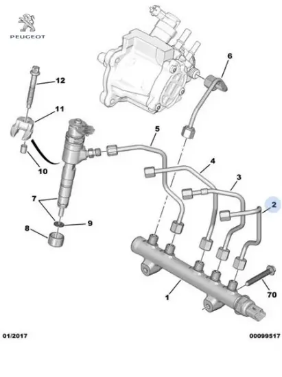 Enjektör borusu 1 peugeot  resmi