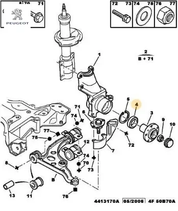 Ön aks rulmanı peugeot 1606375180 resmi