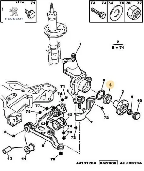 Ön aks rulmanı peugeot 1606375180 resmi