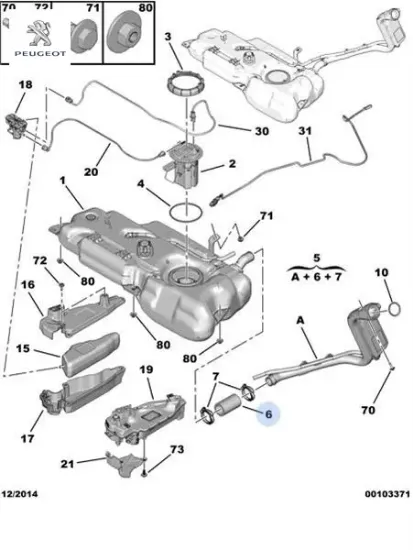 Yakıt deposu ara hortum peugeot 1606429280 resmi