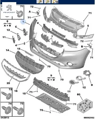 Ön tampon  208 peugeot 1607397880 resmi