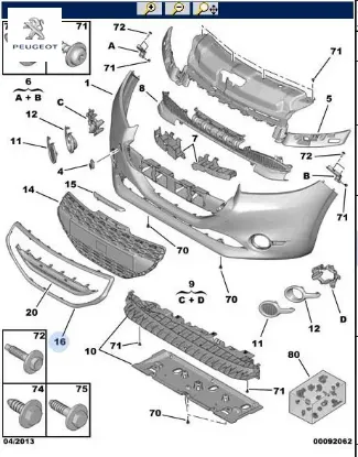 Ön tampon ızgara nikelajı 208 peugeot 1608112180 resmi