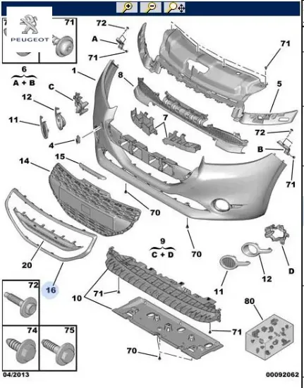 Ön tampon ızgara nikelajı 208 peugeot 1608112180 resmi
