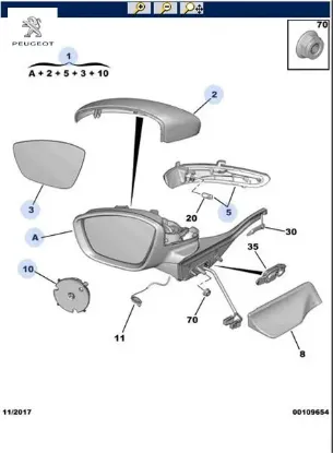 Sol dış ayna elektrikli  208/2008 peugeot  resmi
