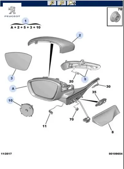 Sol dış ayna elektrikli  208/2008 peugeot  resmi