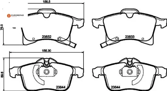 Erp fren balatası on (155mm) astra h zafıra b combo c merıva a  merıva b eurorepar  resmi