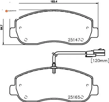Erp fren balatası on (163mm) movano b master ııı 10- eurorepar  resmi