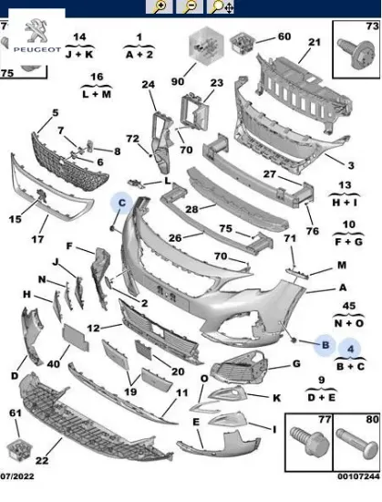 Ön tampon yan kaptör bağlant peugeot  resmi