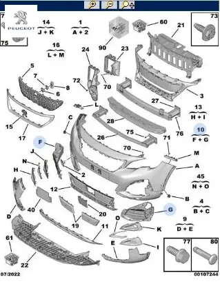 Ön tampon köşe ızgara 3008 ıı peugeot  resmi