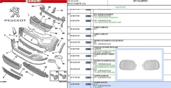 Sısfar kapagı c3 b618 peugeot  resmi