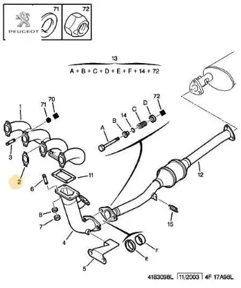 Egzoz manifold contası boxer s-2800 /0349.H5 Peugeot 0349.H5 resmi