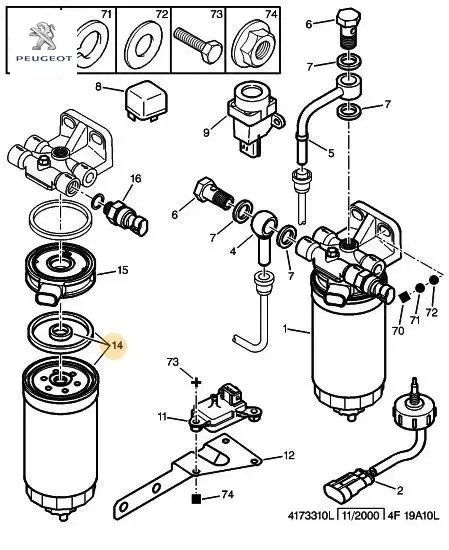 Mazot filtresi  boxer-jumper-ducato 2.8td 98-06 üretimden kaldırılmıştır. Peugeot 1906.62 resmi
