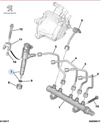 Enjektör dv6dted -crossland x 1.6 turbo d-fıesta vı 1.6 tdci-partner 1.6 hdi 16v peugeot av2q9f593ba enj resmi