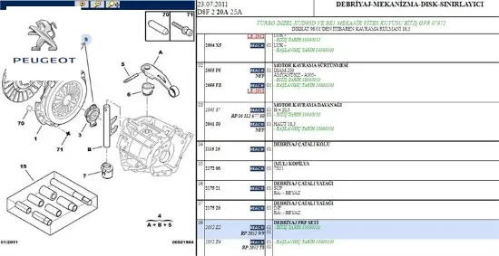 Debriyaj baskısı plaka 306-406-partner xud7/xud9 peugeot 2050.W3 resmi