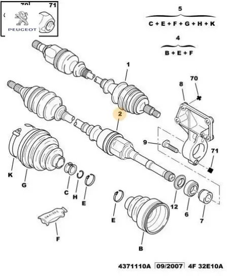 Aks sağ 1400 kg.boxer peugeot  resmi