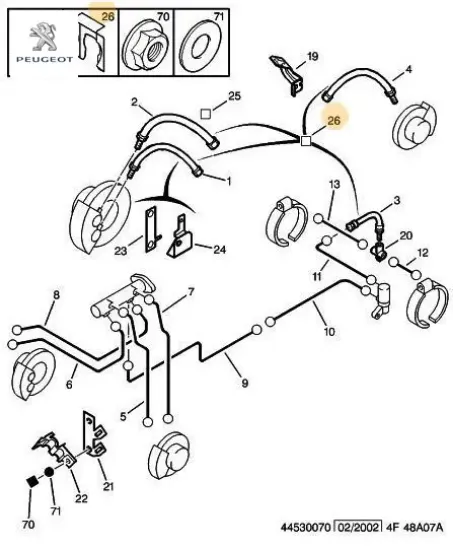 Fren boru bağlantı aparat peugeot  resmi