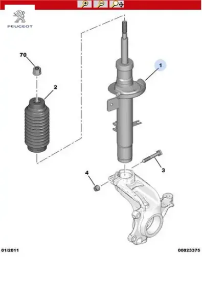 Ön amortisör sol ens c3 peugeot  resmi