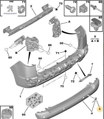 Arka tampon çeki demir kapağı  207 sw peugeot  resmi