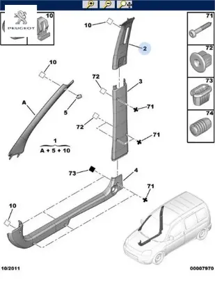 B dırek kaplaması sağ  üst   partner peugeot p.t1784 resmi