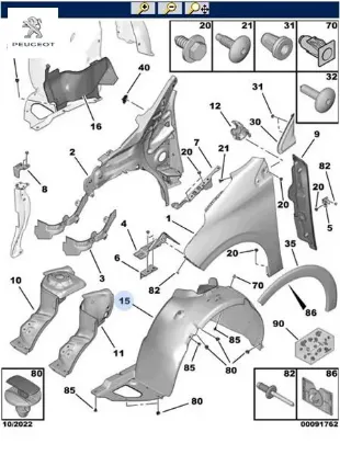 Sağ ön çamurluk davlumbazı 208 peugeot  resmi