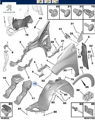 Sol ön çamurluk davlumbazı 208 peugeot  resmi