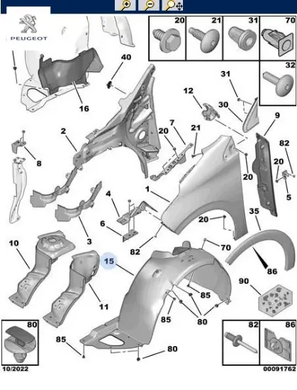 Sol ön çamurluk davlumbazı 208 peugeot  resmi