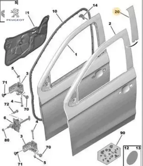 Sağ ön kapı direk bandı peugeot  resmi