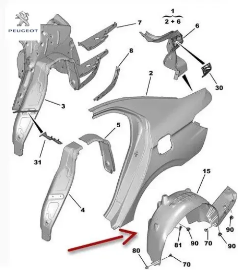 Sol arka çamurluk davlunb 301 peugeot  resmi